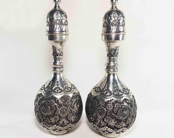 Exquisite Ghalamzani Vases with Floral and Bird Motifs, hand crafted, metal engraving, chasing , M3-125126