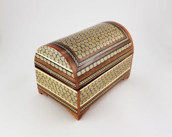 Handmade Khatam Marquetry Wooden Jewelry Box, K3-281