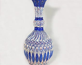 Elegantes Paar handbemalter Minakari Kupfervasen, Exquisite Emaille Kunstwerke mit aufwendigem Miniaturdesign, M3-121