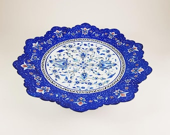 Handmade Minakari Plate, Enamel Painted Copper Dish, Floral Decor, M3-108