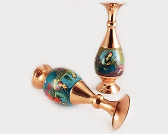Hand-Painted Enamel Copper Flower Vase – Pardaz Miniature Art