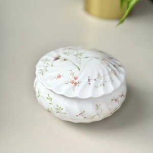 Vintage Wedgwood jewellery organiser Campion, porcelain trinket box, bone china round pot