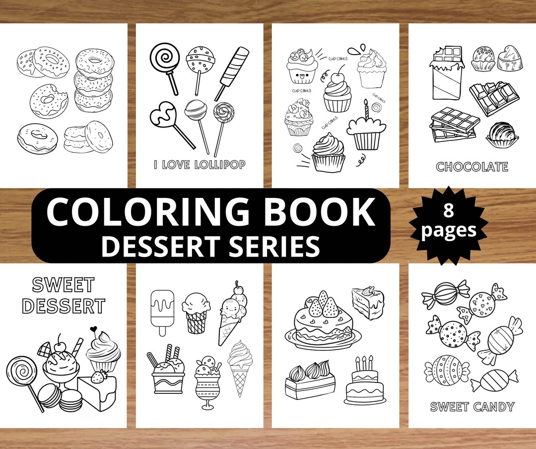 8 Dessert Coloring Pages Dessert Series Printable Coloring - Etsy
