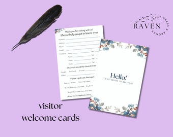 Church Visitor Welcome Card, Church Visitor Information Card, Bulk Cards, Christian Cards, Church Stationary, Church Contact Cards