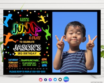 Trampoline Park Birthday Party Invitation, Trampoline Park Invite, Jump Birthday Party Invitation, Printable, Instant Download