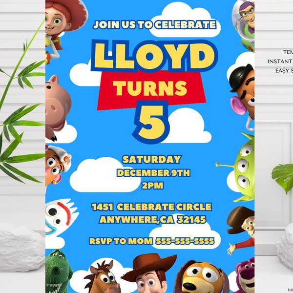 Toy Story Digital Invitation, Toy Story Birthday Party, Kids Digital invitation, Kids Birthday Party, Instant Download, Canva,