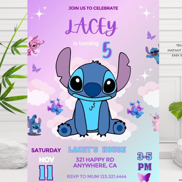 Stitch Printable Birthday Card - Etsy