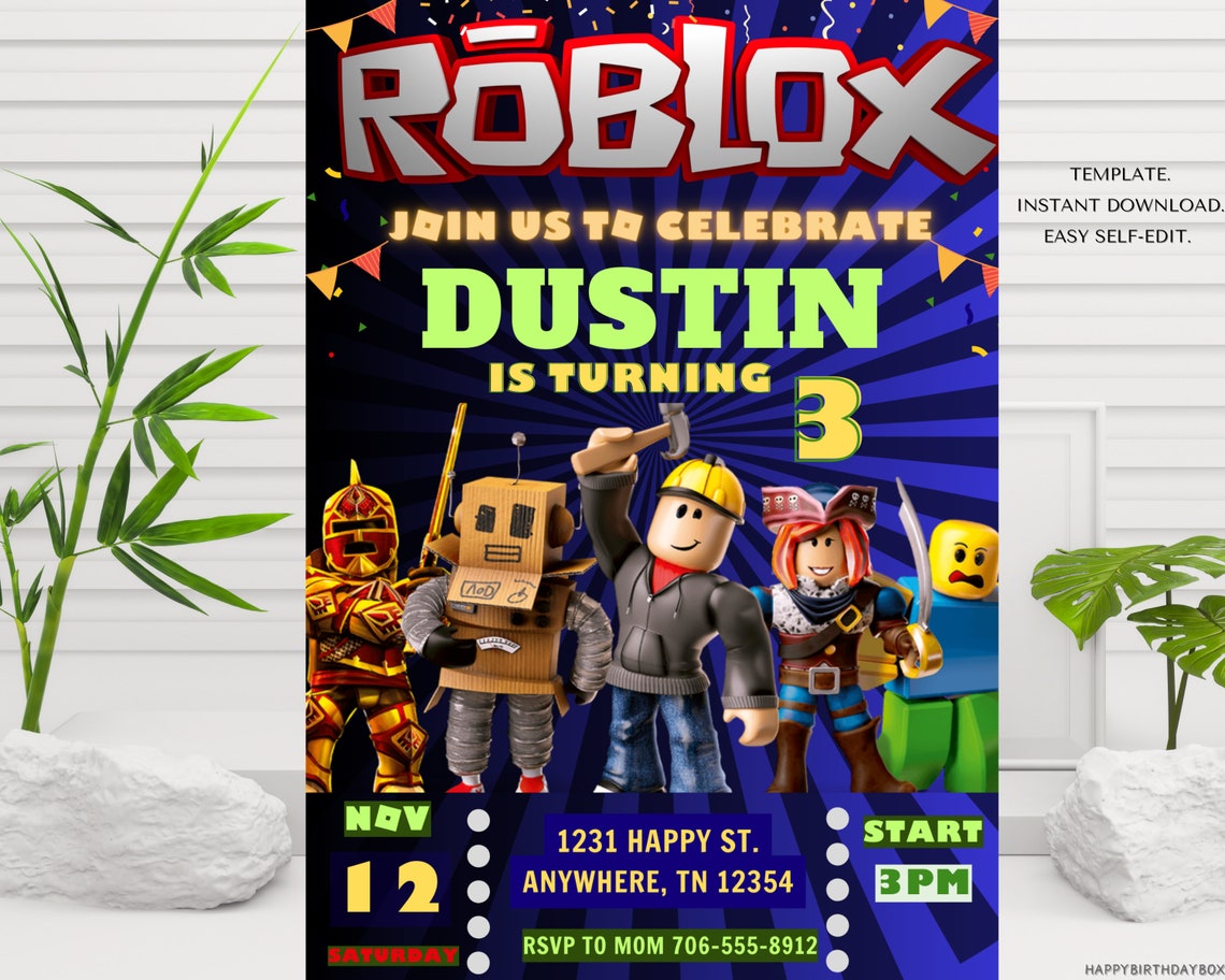 Roblox Invitation, Roblox Invite, Game Party, Roblox Boys Birthday ...