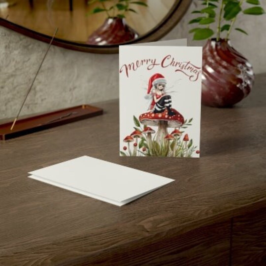 Magical Ferry Merry Christmas Card With Delightful Fairy Perched on