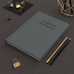 Custom Dark Grey Hardcover Journal, Personalized Notebook for Writing, Bullet Journal, Diary, Sketchbook, Gift for Writers, Matte Finish