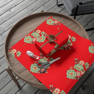 Floral Gift Wrap Papers- Red
