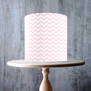Motif à chevrons rose pastel et blanc en zigzag enveloppant comestible pour gâteau, feuille de glaçage, carte gaufrette, emballage de gâteau, impressions comestibles