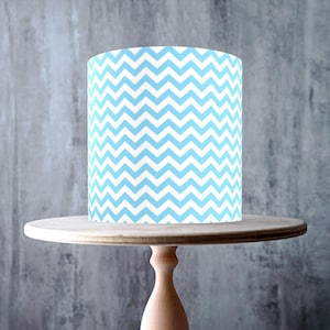 Motif à chevrons bleu clair et blanc en zigzag enveloppant comestible pour gâteau, feuille de glaçage, carte gaufrette, emballage de gâteau, impressions comestibles