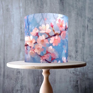 Topo de bolo comestível com estampa de flor de cerejeira Sakura, aniversários, datas comemorativas, folha de glacê, cartão WAFER, envoltório de bolo, impressões comestíveis