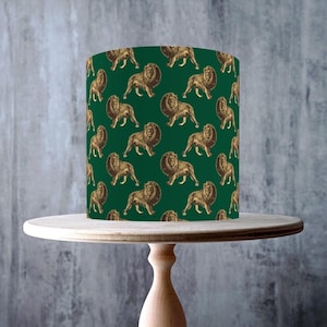 Motif transparent vert émeraude et lions dorés pour gâteau, feuille de glaçage, carte gaufrette, emballage de gâteau, impressions comestibles