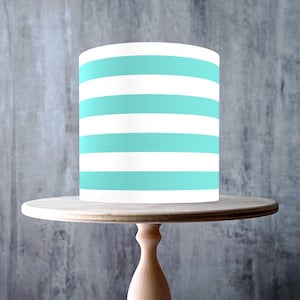 Emballage comestible turquoise motif rayures grasses sans couture autour de gâteau, feuille de glaçage, carte gaufrette, emballage de gâteau, impressions comestibles