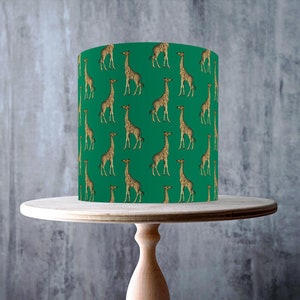 Motif girafe vert émeraude et or enveloppant le dessus de gâteau, feuille de glaçage, carte de gaufrette, emballage de gâteau, impressions comestibles