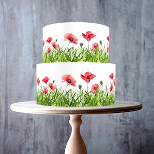 Wild Meadow Flowers Aquarela sem costura floral bolo fita borda comestível topper, folha de glacê, cartão WAFER, envoltório de bolo, impressões comestíveis
