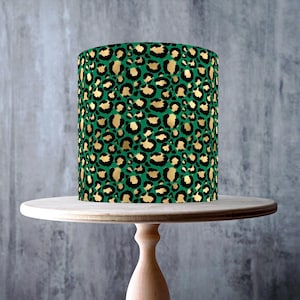 Motif léopard en or noir vert émeraude comestible de décoration de gâteau enveloppant sans couture, feuille de glaçage, carte de gaufrette, emballage de gâteau, impressions de guépard