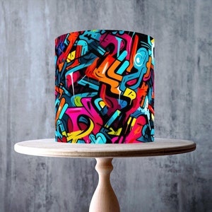 Décoration de gâteau comestible enveloppante transparente de style graffiti, feuille de glaçage, carte gaufrette, emballage de gâteau, impressions comestibles, fête d'anniversaire