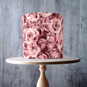 Decorazione per torta commestibile con rose rosa cipria, matrimoni, anniversari, celebrazioni, foglio di GLASSA, carta WAFER, involucro per torta, stampe commestibili