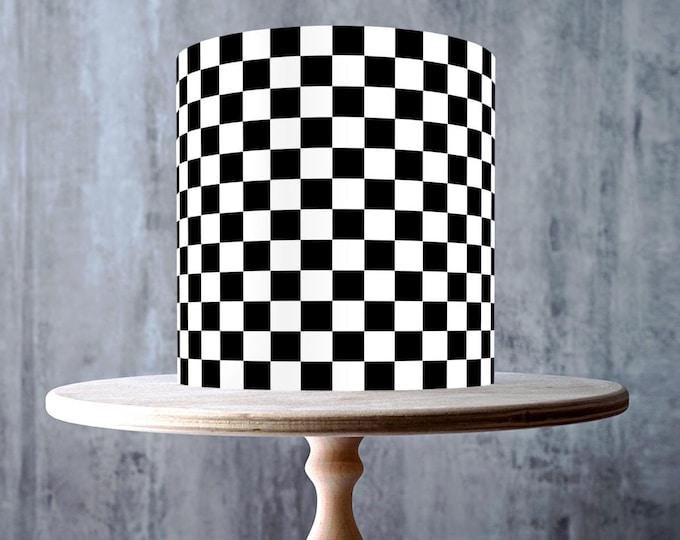 Checkerd Flag Topper Checkered Race Flag Edible Icing Printed Cake Wrap Topper Ribbon Border ...