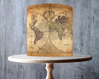 Vintage Old World Edible Cake Topper – Antique Map Wrap - ICING or WAFER