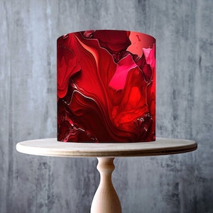 Adorno comestible para tartas color rojo burdeos – Envoltura con patrón fluido carmesí intenso – Glaseado o oblea