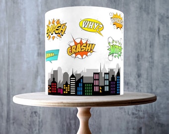Comic Speech Bubbles Edible Cake Toppers – Superhero Skyline Cartoon Clouds Cut-Outs - ICING or WAFER