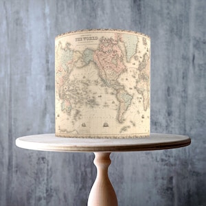 Map of the World 1858 Edible Cake Topper – Vintage Globe Design Wrap - ICING or WAFER