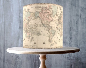 Map of the World 1858 Edible Cake Topper – Vintage Globe Design Wrap - ICING or WAFER