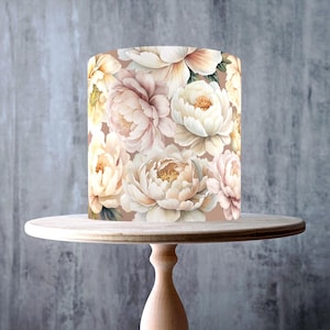 Blush Peonies Edible Cake Topper – Watercolour Floral Design Wrap - ICING or WAFER