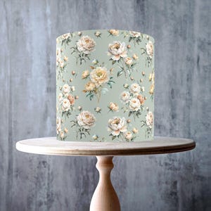 Creme und Blush Pfingstrosen Nahtloses Aquarell Blumenmuster essbar wickeln Kuchen Topper, I CING Blatt, WAFER Karte, Cake Wrap, essbare Drucke