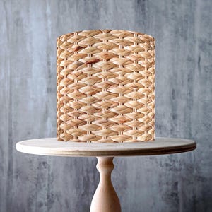 Motif rustique tissé de style panier, texture réaliste en rotin enveloppant le dessus du gâteau, feuille de glaçage, carte de gaufrette, impressions comestibles d'emballage de gâteau