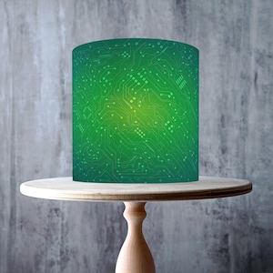 Green gradient Circuit board, Motherboard, PCB electronic design edible wrap around cake topper, ICING sheet, WAFER card, Cake Wrap, Prints