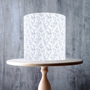 Bunny Toile De Jouy Edible Cake Topper – Seamless Blue Rabbit Pattern - ICING or WAFER