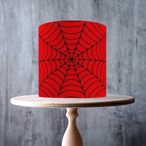 Red & Black Spiderweb Edible Cake Topper –  Superhero Theme Web Pattern Wrap - ICING or WAFER