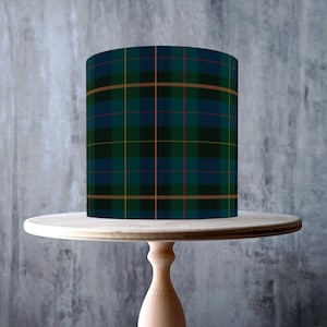 Designer Dark Green & Navy Tartan Edible Cake Topper – Seamless Luxury Plaid - ICING or WAFER