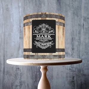 Gepersonaliseerde licht rustiek hout whisky wijnvat naadloze patroon wikkel rond eetbare topper ICING vel WAFER kaart taart wrap eetbare prints