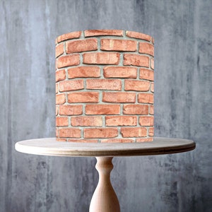 Decoración comestible para tartas con diseño de pared de ladrillo – Envoltura realista con patrón rústico rojo – Glaseado o oblea