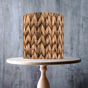 Motif rustique de style rotin tissé, texture de panier réaliste enveloppant le dessus du gâteau, feuille de glaçage, carte de gaufrette, impressions comestibles d'emballage de gâteau
