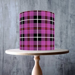 Pink Black Tartan Edible Cake Topper – Seamless Pattern Wrap - ICING or WAFER