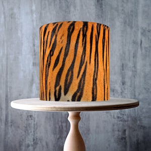 Real Tiger Skin Edible Cake Topper – Realistic Animal Stripe Design Wrap - ICING or WAFER