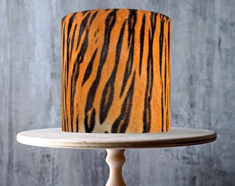 Real Tiger Skin Edible Cake Topper – Realistic Animal Stripe Design Wrap - ICING or WAFER