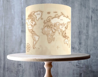 Vintage World Map Edible Cake Topper – Antique Travel Design Wrap - ICING or WAFER
