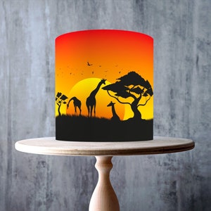 Sunset in Safari Edible Cake Topper – Seamless African Landscape Design Wrap - ICING or WAFER