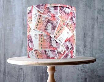 50 Pound Notes Edible Cake Topper – Money Cash Stack Design Wrap - ICING or WAFER