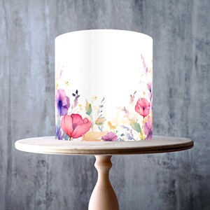Pastel Watercolour Wildflower Edible Cake Topper – Soft Floral Wrap - ICING or WAFER
