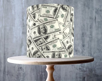 American 100 Dollar Bills Edible Cake Topper – Piled-up Notes Money Wrap - ICING or WAFER