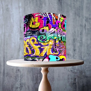 Graffiti Edible Cake Topper – Colourful Urban Street Wall Art Design Wrap - ICING or WAFER